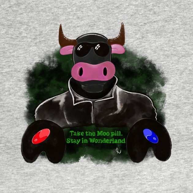 Moopheus - Stay in Wonderland - Computer Hacker Cow by ARTHE